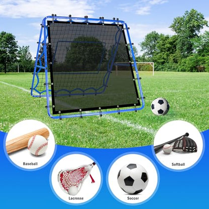 Volleyball Baseball Rebounder Net, Softball Rebounder Pitchback Net Quick Adjustments, Quick Adjustments Lacrosse Bounce Back Practice Equipment, Ideal for Outdoor Indoor and Backyard Training - size: 4FTx4FT, style: Dual-Sided Multi-Sport Rebounder