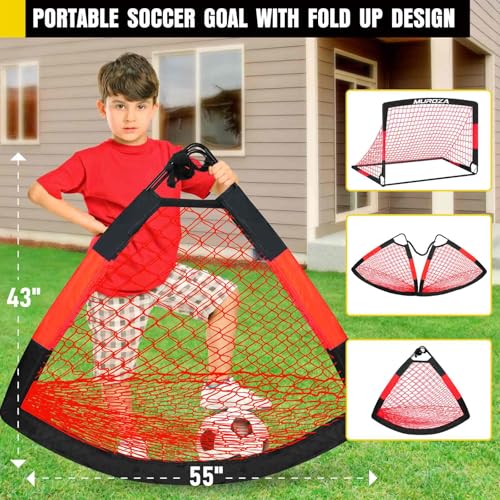 Soccer Goal, Kids Soccer Goals for Backyard Set, 2 Pack of Portable Pop Up Soccer Net with Soccer Ball, Cones, Complete Training Equipment for Youth, Toddler Outdoor Sports Games