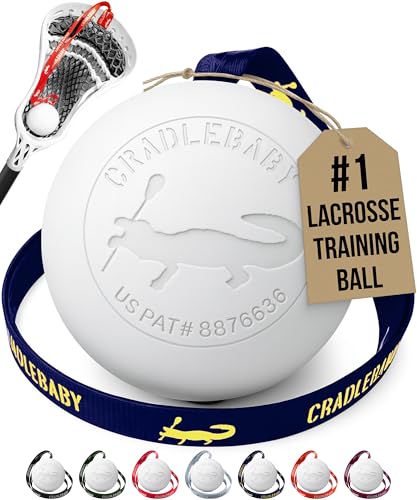 Cradlebaby Lacrosse Training Ball: Practice Indoor/Outdoor & Get More Repetitions - The #1 Piece of Equipment for Boys/Girls to Practice Cradling, dodges, Stick Tricks, & fakes. Best Lacrosse Gift! - color: Navy with Yellow Logo (White Ball)