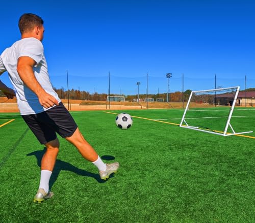 8x5 Ft Soccer Rebounder Goal, Heavy Duty 3MM Steel Frame w/Two Nets, 5 Adjustable Angles for Passing, Shooting & Skills Practice