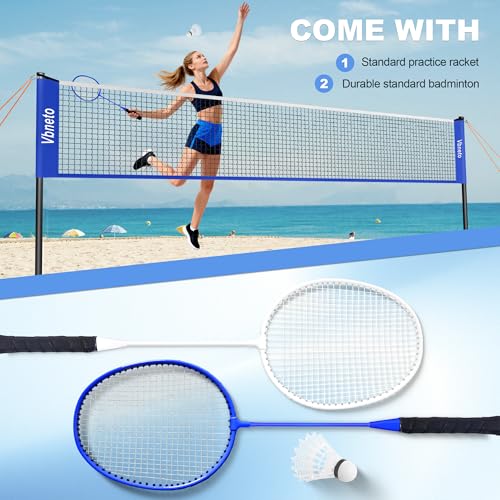 Badminton Set, Portable Outdoor Anti-Sag System – Official 20ft x 5ft Easy Setup Durable Net with 4 Rackets, 3 Shuttlecocks & Carry Bag for Backyard, Lawn or Beach Fun
