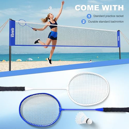 Badminton Set, Portable Outdoor Anti-Sag System – Official 20ft x 5ft Easy Setup Durable Net with 4 Rackets, 3 Shuttlecocks & Carry Bag for Backyard, Lawn or Beach Fun