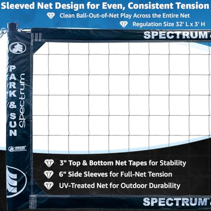 Park & Sun Sports Spectrum Classic: Adjustable Professional Outdoor Volleyball Net System - color: Navy