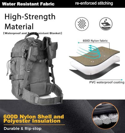 Miramrax Tactical Backpack Military Army Daypack - Assault Pack for Men Molle Backpacks Bug Out Bag 3 Day Pack for Hiking Camping Travel Hunting Rucksack Trekking Grey - color: Grey