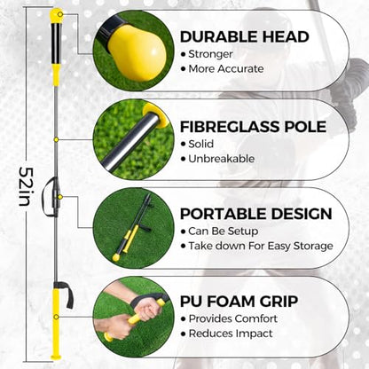 PLAYAPUT Hitting Trainer for Baseball and Softball, 52" Baseball Hitting Stick Practice Swing,Hitting,Batting,Easy Set Up & Take Down Swing Trainer Great for One-On-One Coaching Training Equipment