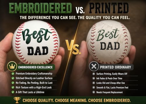 Personalized Embroidered Baseball & Softball Fathers Day Birthday Gift for Dad Custom Name Stitched Ball Senior Night Graduation Keepsake Fathers Day Birthday Coach Team Gift for Father Mother
