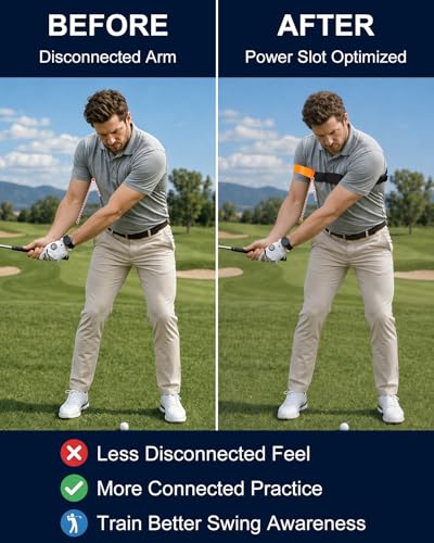 BoomBa Golf Swing Training Aid Strap, Adjustable Trail Arm Connection Trainer, Instant Feedback Golf Arm Band to Help Reduce Chicken Wing and Improve Swing Path