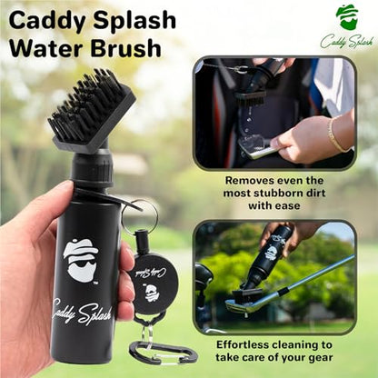 Caddy Splash Golf Club Brush Cleaner with Water - Heavy Duty Retractable Clip- Squeeze Bottle for Easy Cleaning with Nylon Bristles- Holds 4 Oz Water - Golf Accessories for Men- USA Company