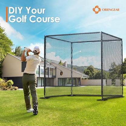 ORIENGEAR Golf Netting for Garage, Golf Hitting Practice Net 10x15ft 10x20ft, Backyard DIY Nets for Chipping Driving and Baseball Hockey Soccer Sports, with Rope and Buckle (NET ONLY Without Poles) - style: 10X15 FT with Rope