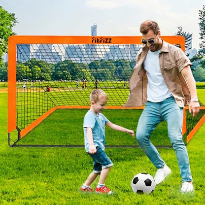 Soccer Goal, Soccer Goals for Backyard, 6x4ft Portable Pop Up Soccer Net Set, Soccer Training Equipment with Soccer Ball, Ladder and Cones - color: Orange