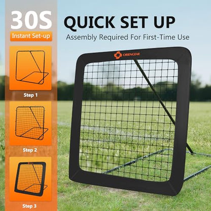 Soccer Rebounder with 8 Angle Adjustments, Baseball Rebound 40 x 40 inch Durable and Versatile Soccer Bounce Back Net for Backyard, Kids Teens & All Ages Soccer Volleyball Lacrosse Training Equipment