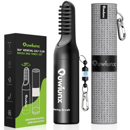 Golf Club Cleaner Kit with 360° Rotating Protective Cover, Strong Magnetic Golf Brush with Waffle Towel Set, Professional Golf Accessories for Men
