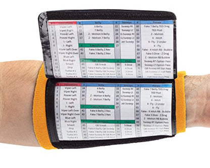 WristCoaches Football Play Wristbands - Youth Quarterback Gear - Wristband Playbook - Softball Wristbands for Signs - color: Orange