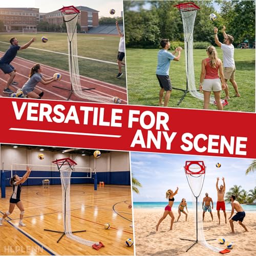 Volleyball Setter Trainer Net, Adjustable Height 7-12 FT & Angle, Setting Trainer for Indoor Outdoor Practice, Portable Volleyball Setting Net for Serving, Spiking & Setting