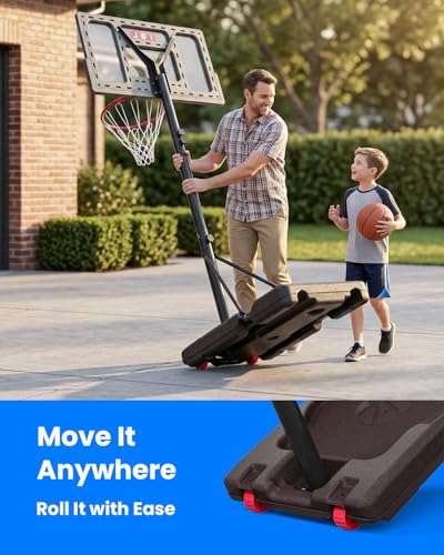 IGL Portable Basketball Hoop, 5.6-10FT Adjustable Basketball Goal System, 40/44 Inch Outdoor Basketball Hoop & Goals for Kids, Youth, and Adults in The Backyard, Driveway with PC Backboard - color: Gray Black