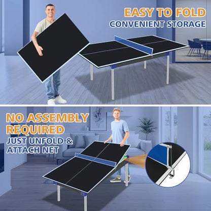 Ping Pong Table Top for Billiard Table, 6FT/7FT/8FT/8.5FT/9FT Foldable Table Tennis Table Topper, Indoor Outdoor Table Tennis Conversion Top w/Net & Premium Foam Padding