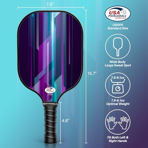 Pickleball Paddles Set of 4 - USAPA Approved Fiberglass Pickleball Set with Pickleball Rackets for Adults, Anti-Slip Sweat-Absorbing Grip, 4 Pickleball, Portable Carry Bag, Pickle Ball for Beginners