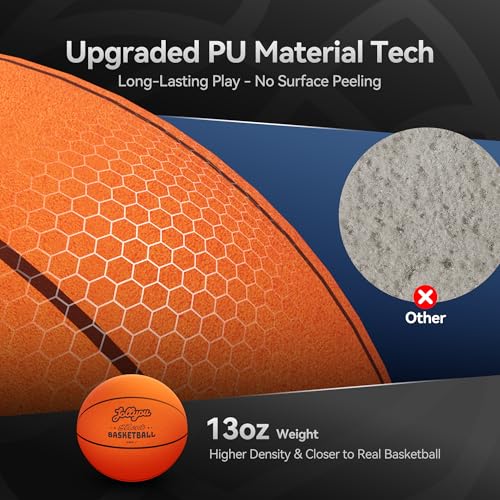 Silent Basketball Size 7 (29.5"), Airless Indoor Basketball for Quiet Dribbling Training, High-Bounce Foam Ball in Gift Box, Non-Compressed Packaging