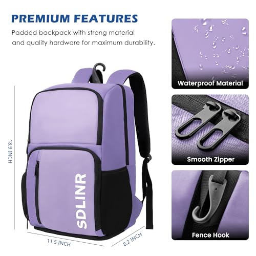 SDLINR Pickleball Bag Fits 4+ Paddles, Large Pickleball Backpack with Shoe Compartment and Fence Hook,Pickleball Gifts for Men Women