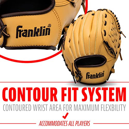 Franklin Sports Field Master Baseball + Softball Glove - Field Master Adult + Youth Baseball + Softball Mitt - Men's + Women's Gloves - Right Hand Throw - color: Camel, style: 10.5" - Basket Web