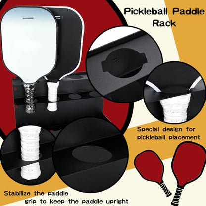 2PCS Pickleball Paddles Rack/BallRack – Holds 8 Paddles and 8 Balls Pickleball Rack for Fence and Wall Heavy-Duty Steel Pickleball Paddle Holder Pickleball Paddle Racks Outdoor