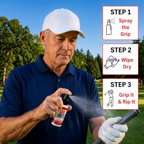 Grip Spritz - Golf Grip Cleaner & Restorer Spray 3-in-1 Clean, Rejuvenate, & Preserve Tackiness - Remove Oil & Dirt to Enhance Club Feel, Control, & Accuracy - Golf Bag Accessory — USGA Approved