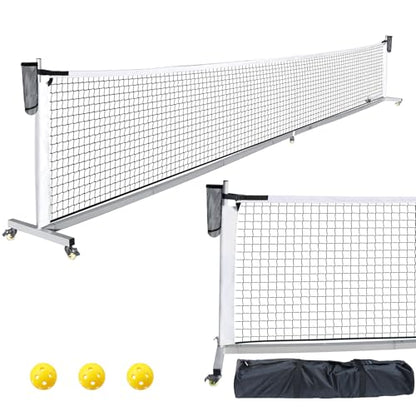 Pro Pickleball Net Portable with Wheels – 22ft Heavy Duty Pickleball Net System with Sturdy Aluminum Frame for Outdoor & Indoor – Nylon Net & Carrying Bag for Pickleball, Tennis, Badminton