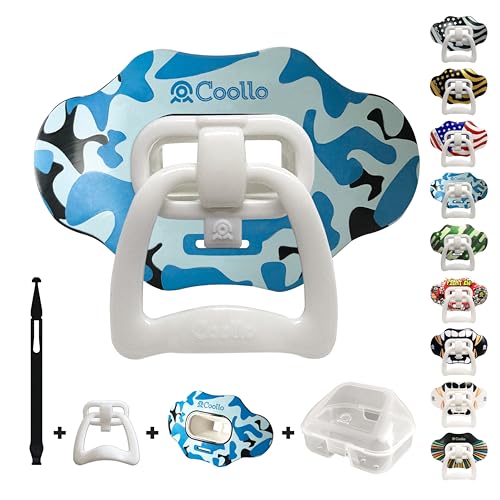 Football Mouth Guard Lip Guard 2-in-1 Transformer Pacifier Football Sports Lip Protector for Adults & Youth USA Flag & Fangs Mouthpiece (Case Included) - color: Camo-blue