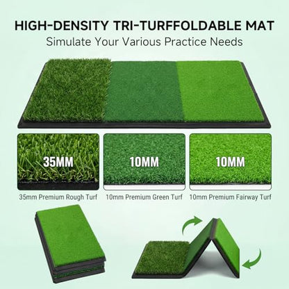 Golf Practice Net with Mat, 10x7ft Golf Hitting Net for Home Practice, Heavy Duty Garage Setup & Backyard Training Kit, Driving & Chipping Net with Target, Easy Assembly,Perfect Golf Gift for Men&Dad