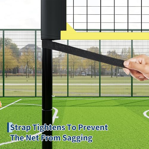 32FT Volleyball Net Set for Training, Adjustable Height 7.4' to 8' Freestanding Volleyball Net System Anti-Sagging, with Ball & Pump, Ground Stakes, Carry Bag, Portable Practice Kit for Backyard&Beach