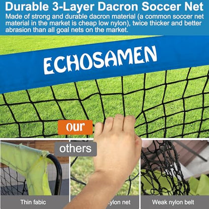 Kids Soccer Goals for Backyard, 2 of 6 x 4 ft Kids Soccer Goal Set Soccer Net with 10 Soccer Cones, Agility Ladder & Carry Bag, Portable Soccer Training Equipment. - color: Blue