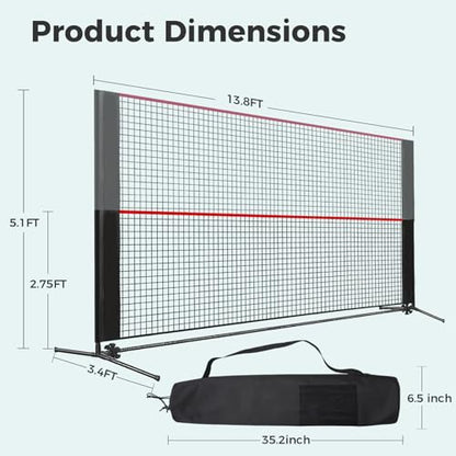OLIXIS Portable Badminton Net, 2-5 FT Height Adjustable Volleyball Net, Badminton Net with Carry Bag, Volleyball Net, Pickball Net, Backyard Game Indoor Outdoor Use