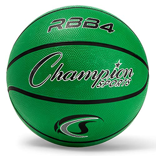 Champion Sports Rubber Basketballs – Durable Indoor & Outdoor Training & Recreational Game Balls, Multiple Sizes & Colors - color: Green, style: Intermediate (Size 6 - 28.5")