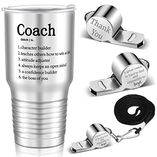 Newtay 2 Pieces 2026 Graduation Softball Coach Gifts Tennis Tumblers Stainless Steel Travel Mug with Lid and Whistles for Men Soccer Baseball Graduation Gift(Coach,Silver)