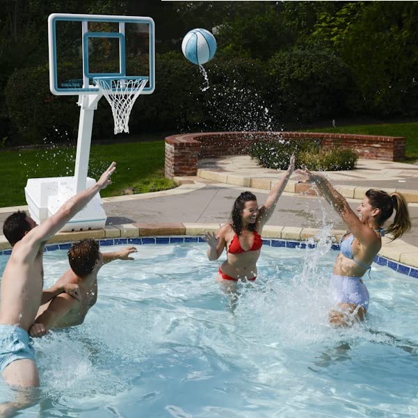 Dunn-Rite Products 18 Inch Splash and Slam RIM150 Outdoor Stainless Steel Vinyl Coated Swimming Pool Backboard Replacement Basketball Hoop Rim, Blue