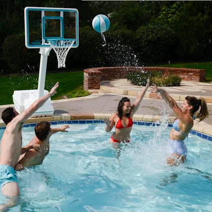 Dunn-Rite Products 18 Inch Splash and Slam RIM150 Outdoor Stainless Steel Vinyl Coated Swimming Pool Backboard Replacement Basketball Hoop Rim, Blue