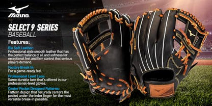 Mizuno Select 9 - color: Ichiro Web - Black/Brown, size: 12.5" | Outfield