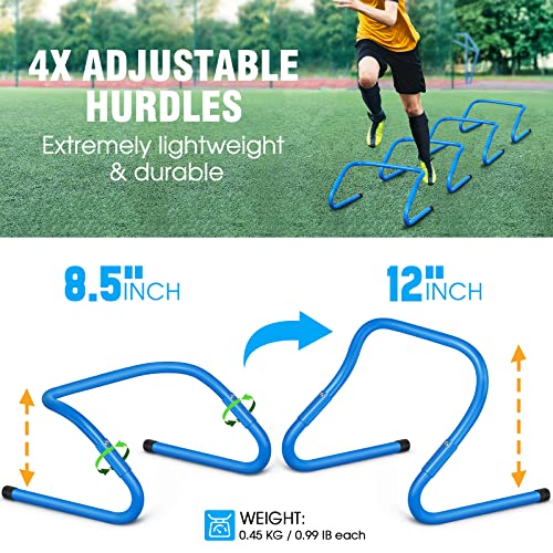 X-UMEUS Agility Ladder Speed Training Equipment Set-20ft Agility Ladder,12 Soccer Cones,4 Hurdles, Jump Rope, Running Parachute| Basketball Football Soccer Training Equipment for Kids Youth Adults - color: Blue