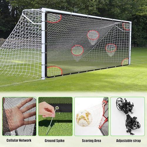 AKOZLIN Soccer Goal Target Net Soccer Shooting Training Aid with 7 Scoring Target Zones Soccer Field Nets Football Practice Training Equipment Accessory (Net Only)