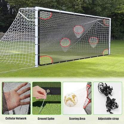 AKOZLIN Soccer Goal Target Net Soccer Shooting Training Aid with 7 Scoring Target Zones Soccer Field Nets Football Practice Training Equipment Accessory (Net Only)