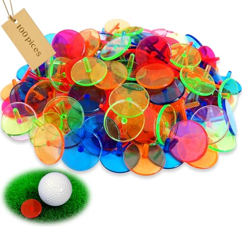Adhere Golf Ball Markers 50 100 pcs Plastic Position Ball Marker Quarter Size 0.94 inch Flat Golf Ball Marker Mix Colour - color: Transparent colour・100