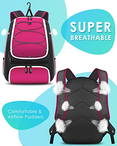 BROTOU Baseball Bag, Softball Bag for Baseballgear & T-Ball Bat, Baseball Backpack with Shoes Compartment for Men/Women - color: Pink