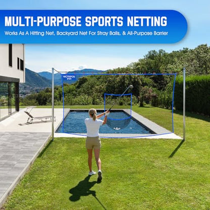 Golf Net with Target Pocket, 20ft/15ft/10ft Golf Practice Net, Heavy-Duty Multi Sports Netting Barrier, Golf Hitting Net for Golfer Garages Backyard Driving Swing Chipping, Indoor Outdoor Use - size: 20ftx10ft