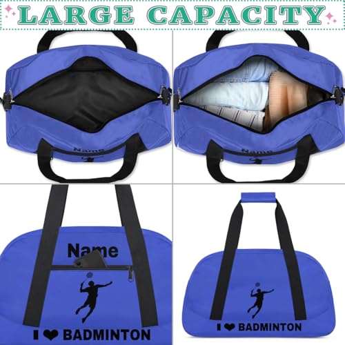 Custom Sport Duffel Bag Badminton Personalized Name Sports Bag Overnight Weekender Bag Waterproof Travel Sport Gym Bags, Blue - color: Blue, style: Badminton