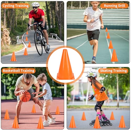 Soccer Cones 12/24 Pack with Mesh Bag-Traffic Cones for Field Marker Agility-Soccer, Skating, Football, Basketball, Indoor and Outdoor Games