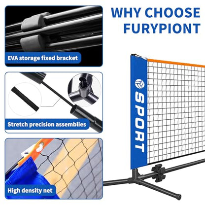 10 FT Mini Portable Pickleball Net Equipment Set - Tennis Net for Driveway Backyard, 2 Pickleball Paddles, 8 Pickleballs and Potable Carry Bag,Pickleball Net for Beginner