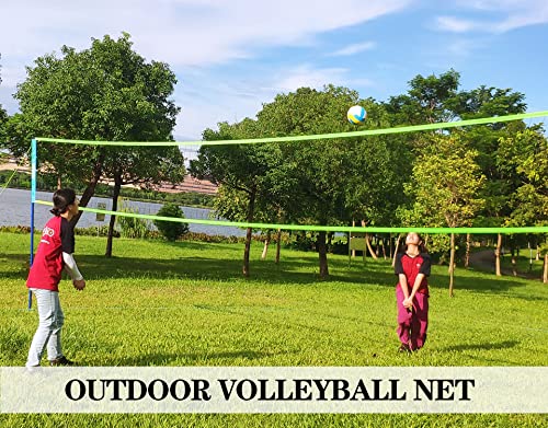 Outdoor Portable Volleyball Net System - Adjustable Height Poles with Soft Volleyball Ball, Pump, Hammer, Boundary Line, and Carry Bag for Backyard, Beach, Lawn
