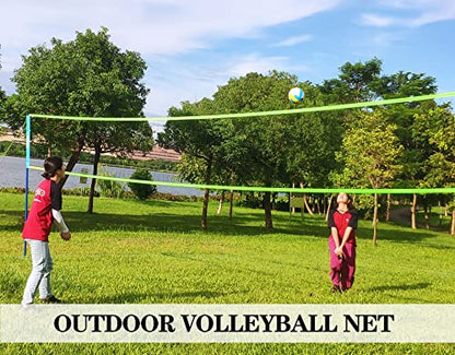 Outdoor Portable Volleyball Net System - Adjustable Height Poles with Soft Volleyball Ball, Pump, Hammer, Boundary Line, and Carry Bag for Backyard, Beach, Lawn - color: 20FT Blue Green