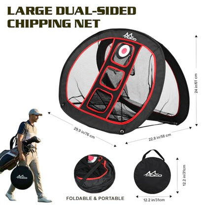 MoKo Pop Up Golf Chipping Net, Double-Sided Chipping Net for Chipping Accuracy Training with Sturdy Structure, Professional Golf Practice Net for Indoor and Outdoor Training