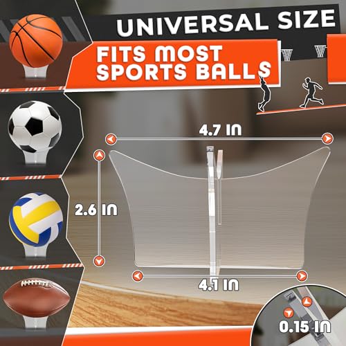 Basketball Stand Display – Showcase Balls in a Clean, Premium Look with Clear Acrylic Holder, Smooth Edges, Quick Snap Assembly & Stable Support – Football Stand Display for Soccer, Volleyball, Rugby